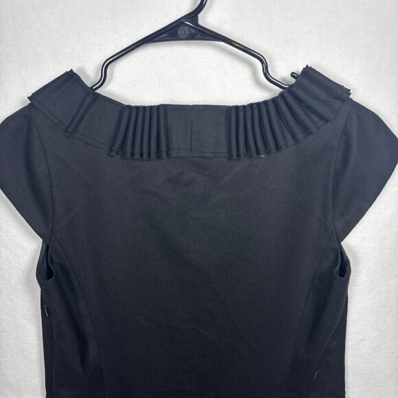 J.Crew Black Ruffle Neck Wool Dress Size 4 Made In China wool - Picture 8 of 8